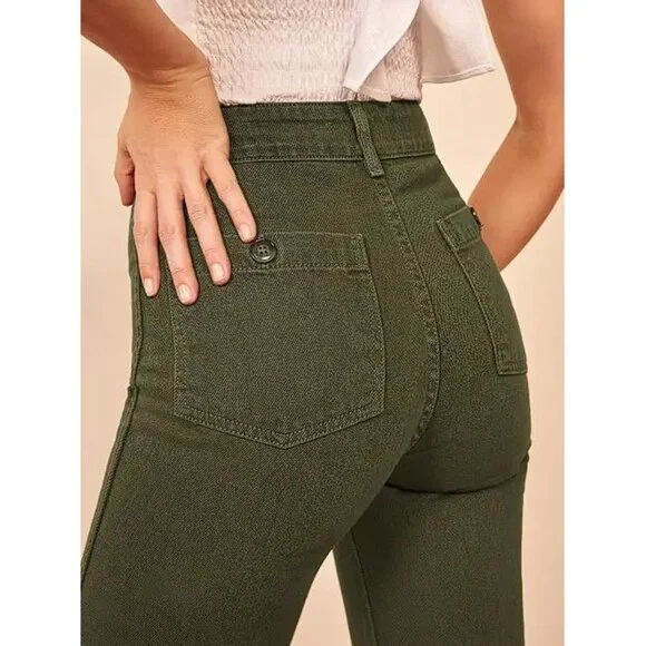 REFORMATION Women's Marine Jean Size 27 In Wash Army - Picture 2 of 14